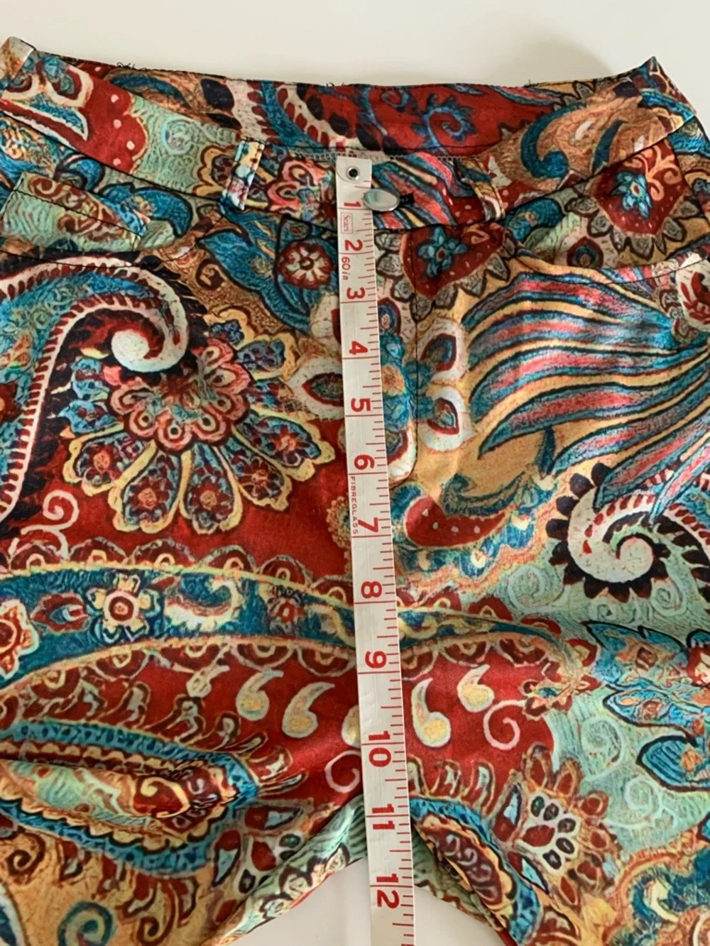 High-waisted Paisley Flare Retro Boho Festival Pants, Vintage inspired Coachella - Picture 9 of 10